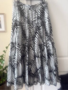 Black & White Tiered Midi Skirt and matching one shoulder cropped top- Women